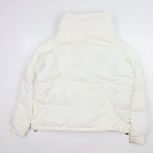 Quiz Women's White Puffer Jacket Size 16 Winter Zip Coat