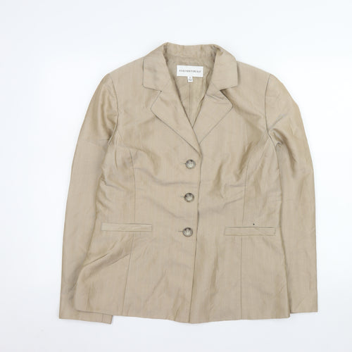 Jones New York Women Beige Size 14 Single-Breasted Blazer Jacket