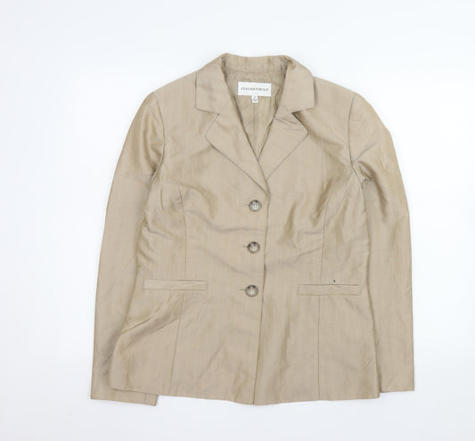 Jones New York Women Beige Size 14 Single-Breasted Blazer Jacket