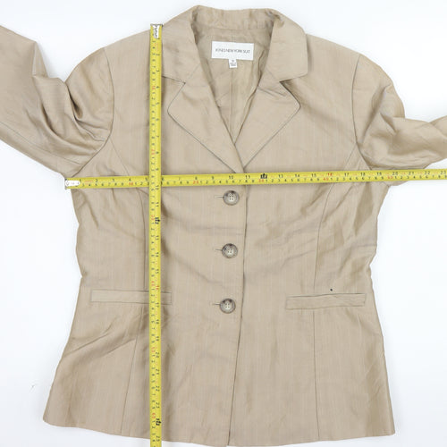 Jones New York Women Beige Size 14 Single-Breasted Blazer Jacket
