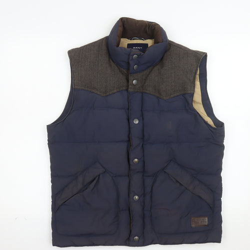 GANT Men's Blue Padded Tweed Collar Waistcoat Size M