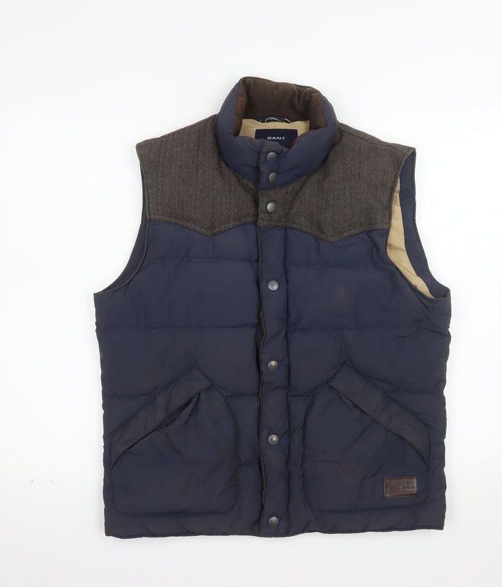 GANT Men's Blue Padded Tweed Collar Waistcoat Size M