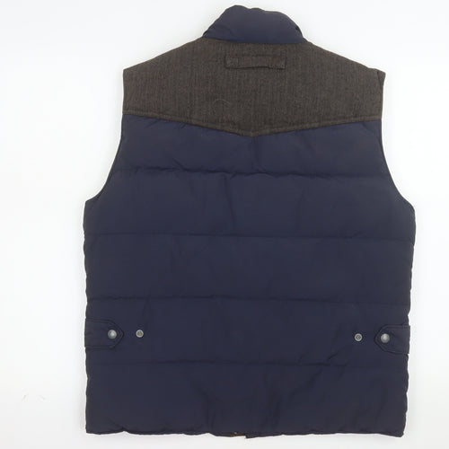 GANT Men's Blue Padded Tweed Collar Waistcoat Size M