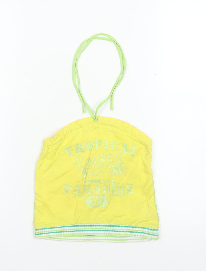 Weekender Kids Yellow Halterneck Tropical Paradise Camisole Top Size M