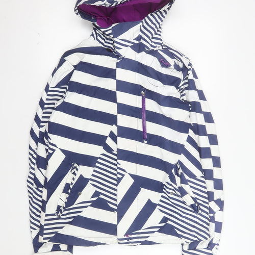 O'Neill Women's Blue Striped Waterproof Ski Jacket Size M