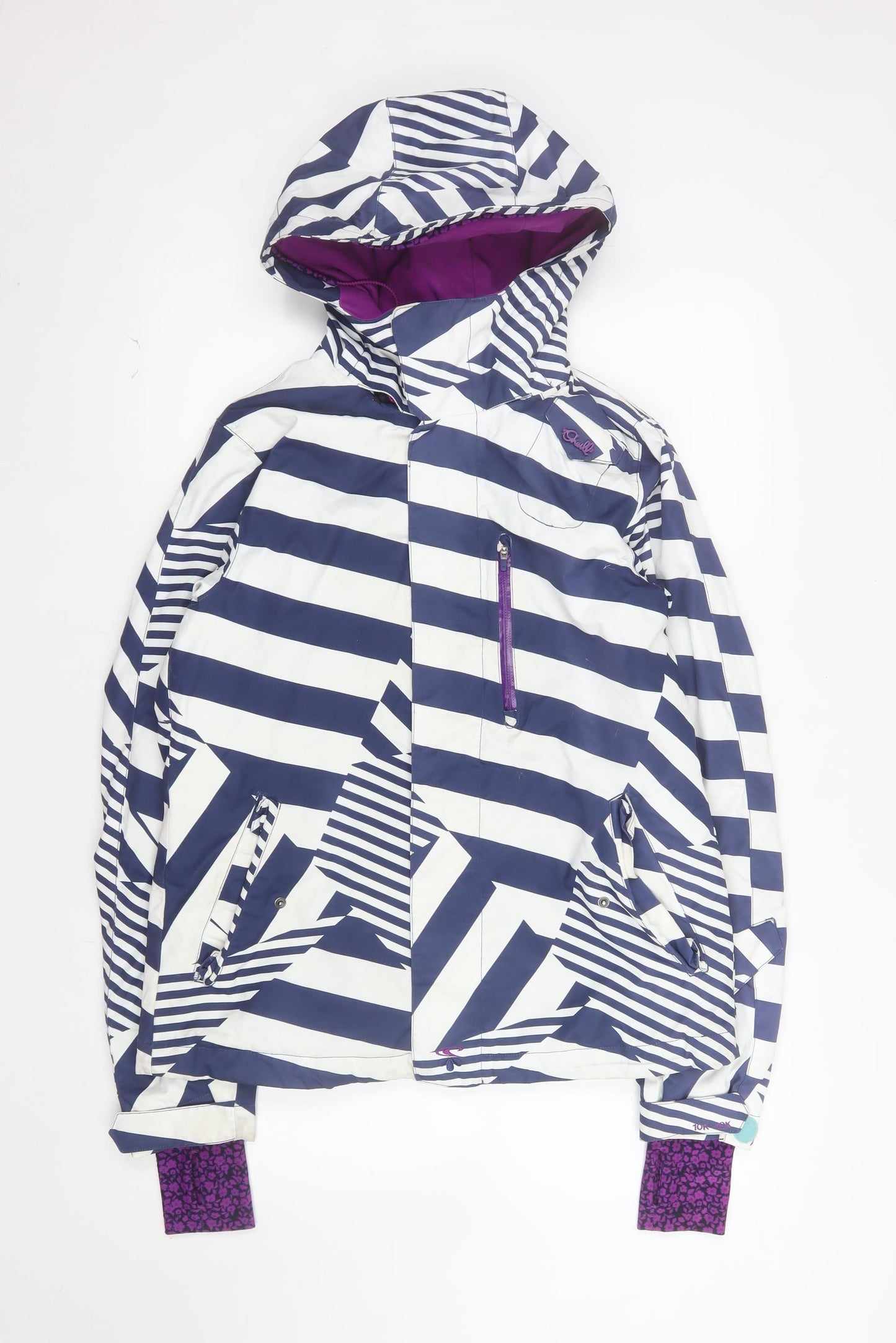 O'Neill Women's Blue Striped Waterproof Ski Jacket Size M
