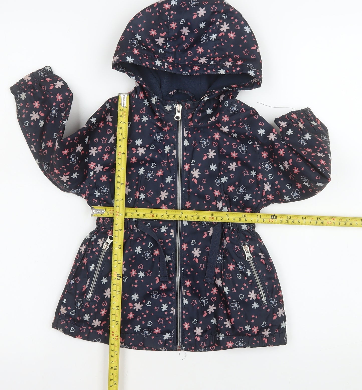 Young Dimension Girls Blue Floral Hooded Rain Coat 2-3 Years