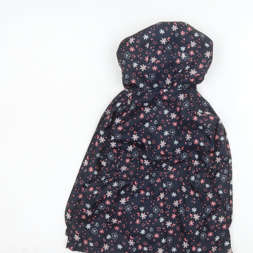 Young Dimension Girls Blue Floral Hooded Rain Coat 2-3 Years