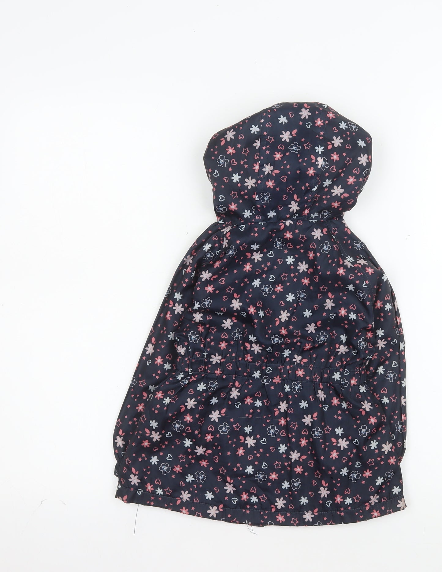 Young Dimension Girls Blue Floral Hooded Rain Coat 2-3 Years