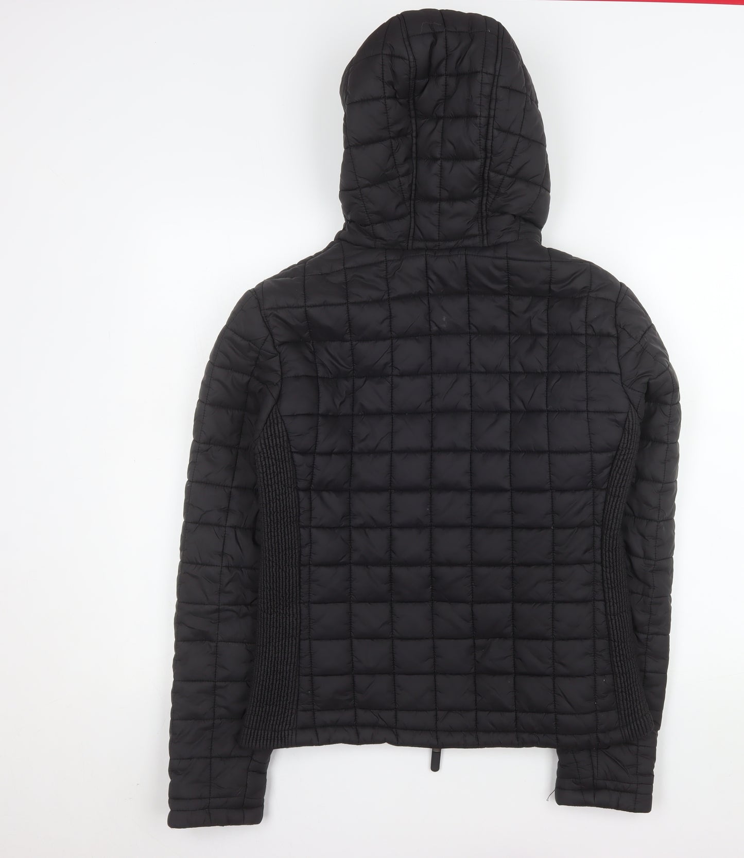 Superdry Women's Black Fuji Puffer Jacket XL Hooded Quilted