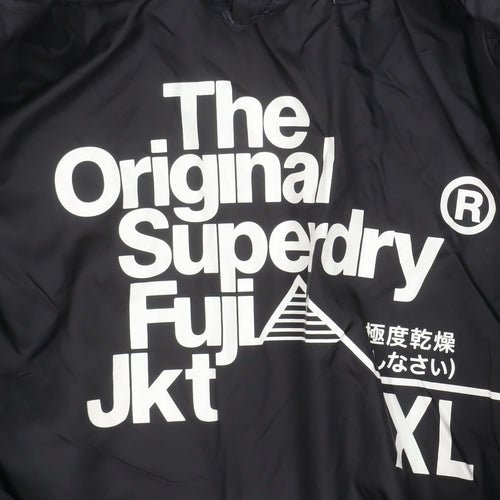 Superdry Women's Black Fuji Puffer Jacket XL Hooded Quilted