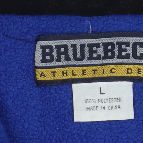 Bruebeck Men’s Blue Fleece 1/4 Zip USA Logo Sweatshirt Size L