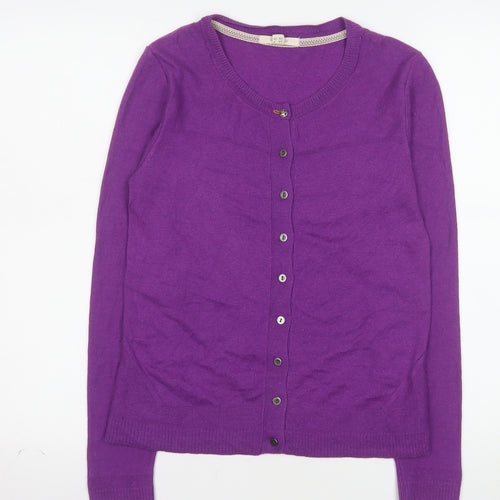 White Stuff Women's Purple Cardigan UK 8 Merino Wool Cotton Blend
