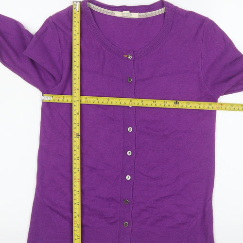 White Stuff Women's Purple Cardigan UK 8 Merino Wool Cotton Blend
