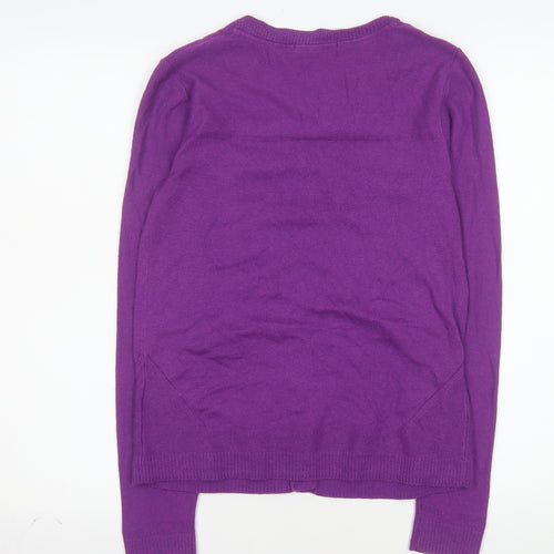 White Stuff Women's Purple Cardigan UK 8 Merino Wool Cotton Blend