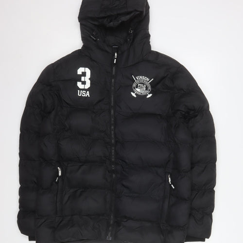 Vinson Polo Club Men's Black Hooded Puffer Jacket Size S