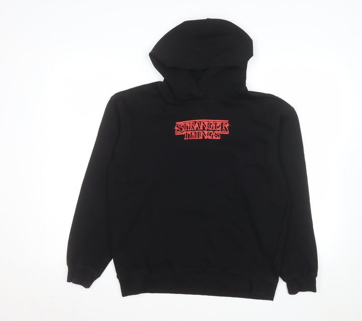 H&M Boys Black Stranger Things Pullover Hoodie 14 Years Graphic Print