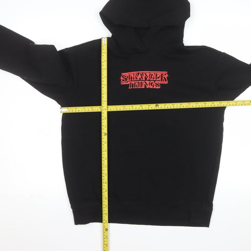 H&M Boys Black Stranger Things Pullover Hoodie 14 Years Graphic Print