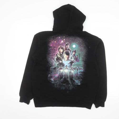 H&M Boys Black Stranger Things Pullover Hoodie 14 Years Graphic Print