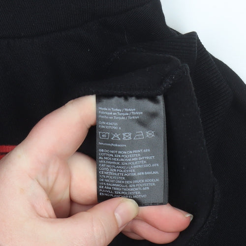H&M Boys Black Stranger Things Pullover Hoodie 14 Years Graphic Print