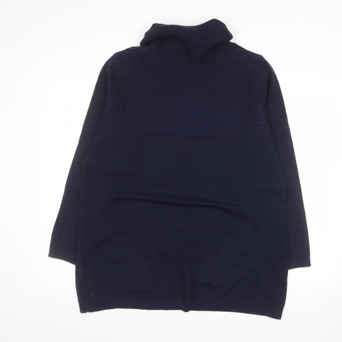 M&Co Women’s Navy Blue Roll Neck Tunic Jumper Size 18
