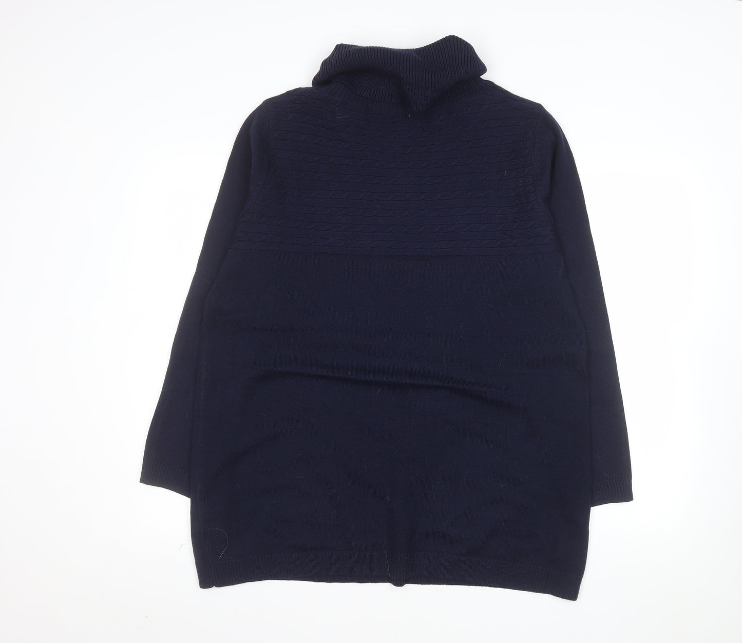 M&Co Women’s Navy Blue Roll Neck Tunic Jumper Size 18