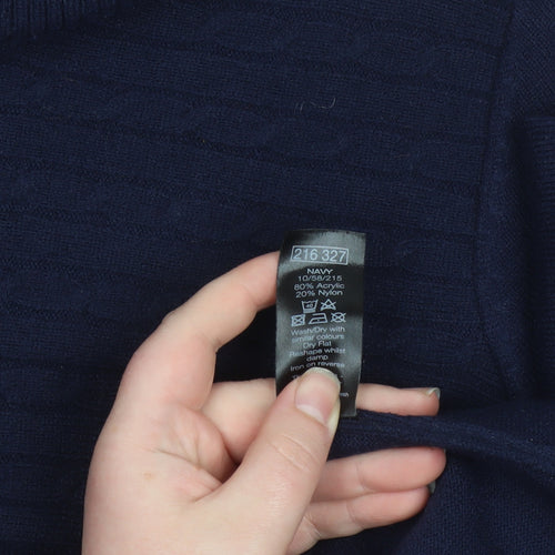 M&Co Women’s Navy Blue Roll Neck Tunic Jumper Size 18
