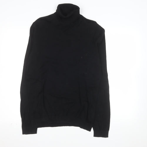 Topman Men's Black Roll Neck Cotton Jumper Size M