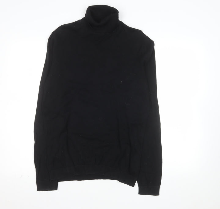 Topman Men's Black Roll Neck Cotton Jumper Size M