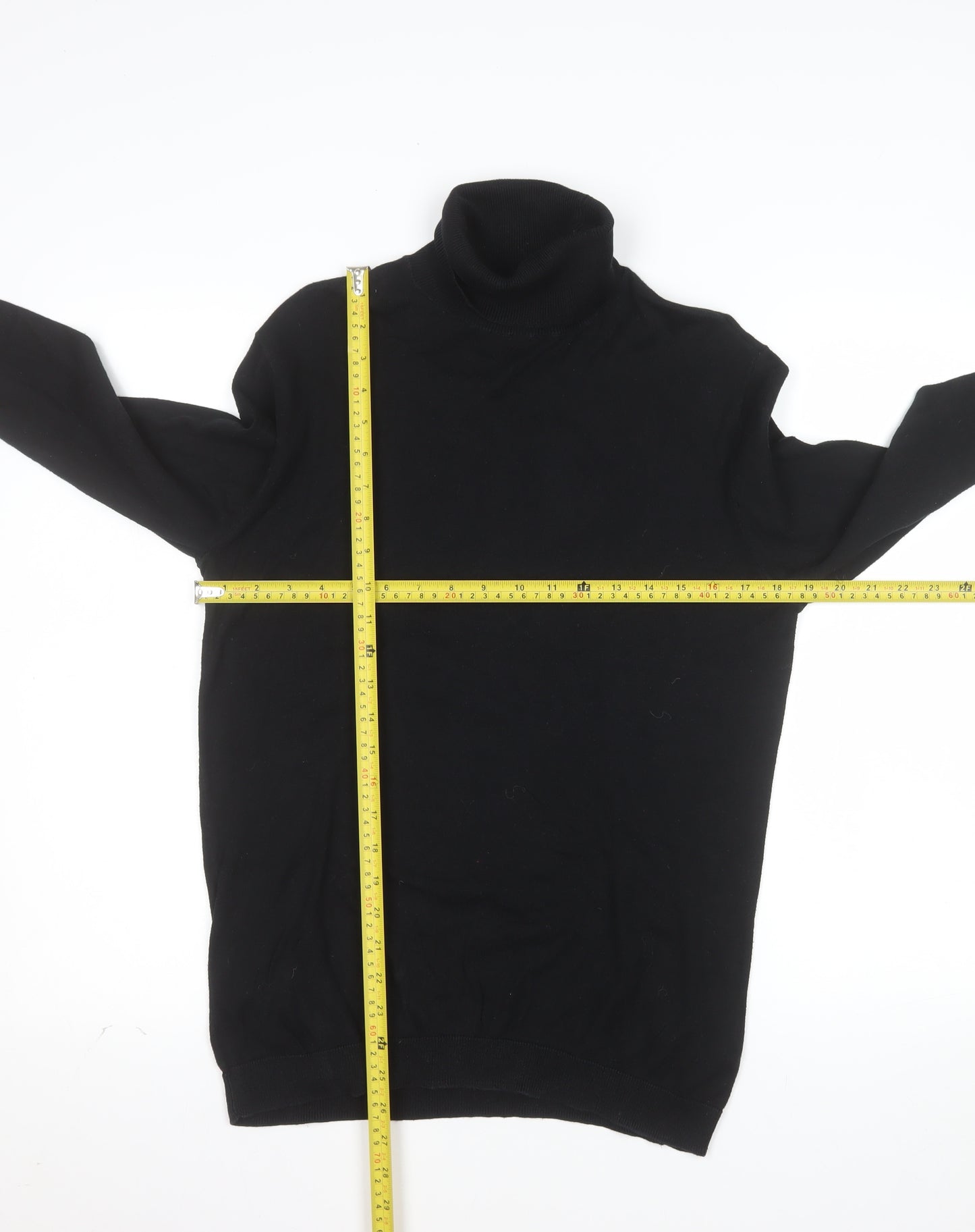 Topman Men's Black Roll Neck Cotton Jumper Size M
