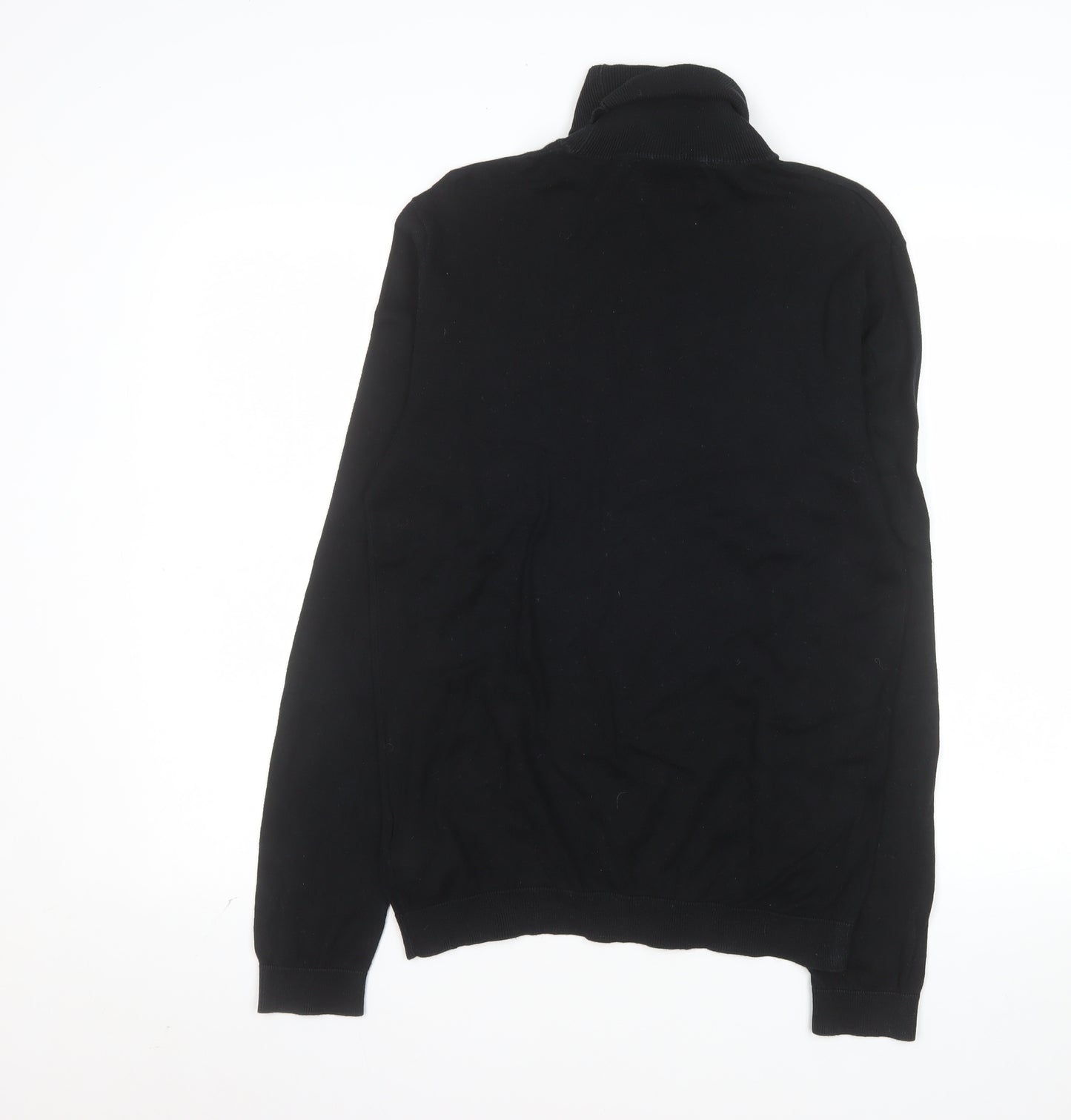 Topman Men's Black Roll Neck Cotton Jumper Size M