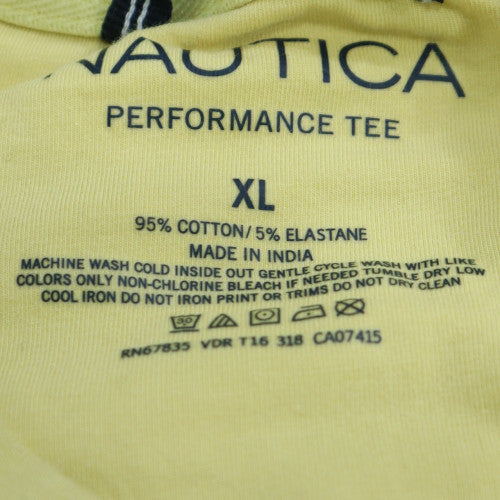 Nautica Men's Yellow XL Performance Crew Neck Cotton T-Shirt
