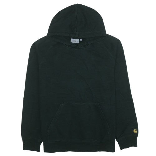 Carhartt Men's Black Pullover Hoodie L Fleece Logo Sweatshirt