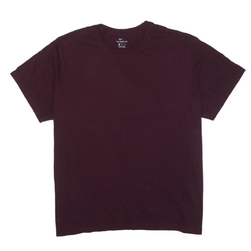 Nike Men's Burgundy Crew Neck Cotton T-Shirt Size M