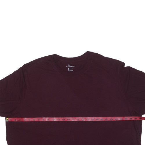 Nike Men's Burgundy Crew Neck Cotton T-Shirt Size M