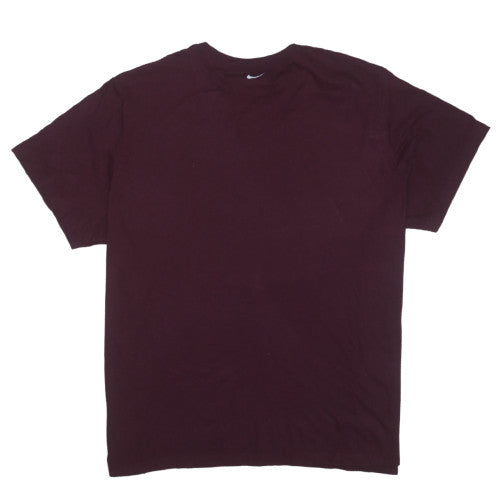 Nike Men's Burgundy Crew Neck Cotton T-Shirt Size M