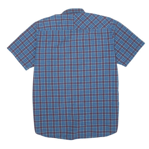 Quiksilver Men’s Blue Check Cotton Short Sleeve Button-Up Shirt Size L