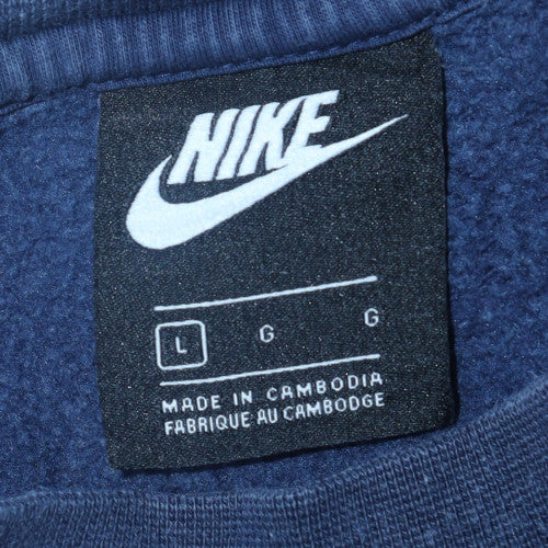 Nike Mens Blue Crew Neck Fleece Pullover Sweatshirt L