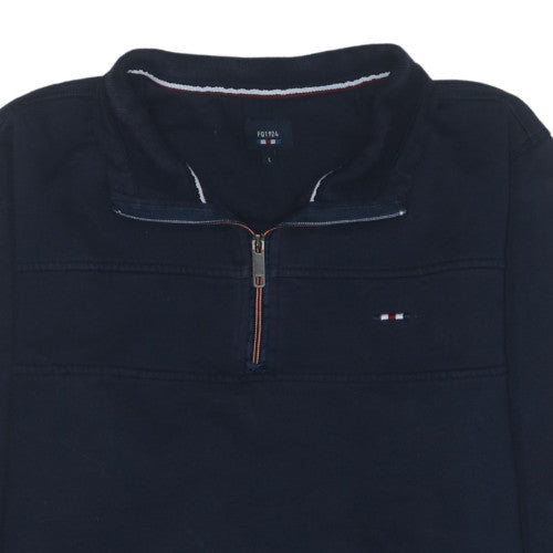FQ1924 Men's Blue 1/4 Zip High Neck Sweatshirt Size L