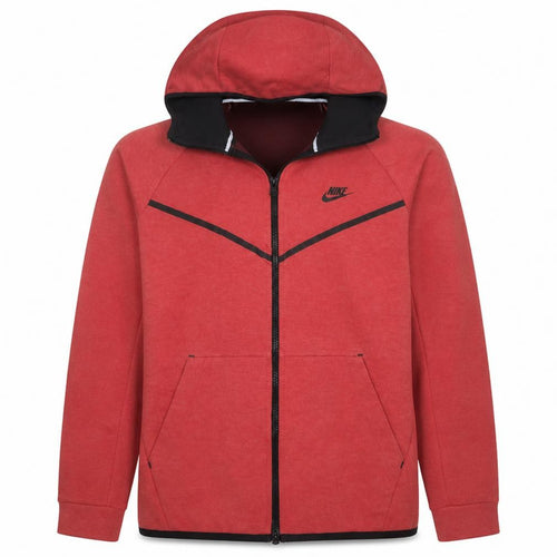 Nike Men's Red Full Zip Hoodie Size L Regular Fit with Hood