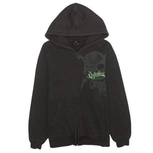 Quiksilver Boys Black Full Zip Graphic Hoodie Size 14 Years