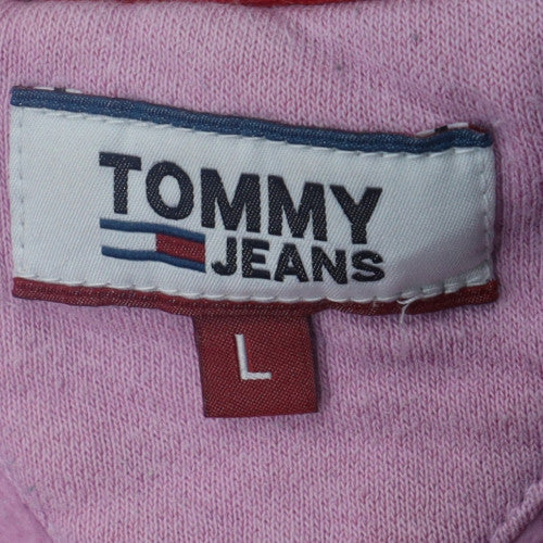 Tommy Jeans Womens Pink Blue Colourblock Crew Neck Sweatshirt L