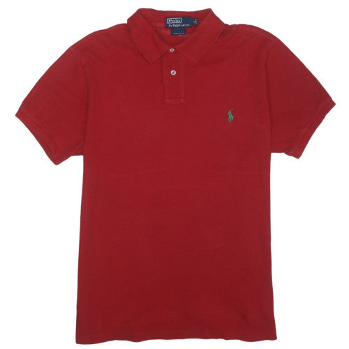 Ralph Lauren Men's Red Cotton Polo Shirt Custom Fit L