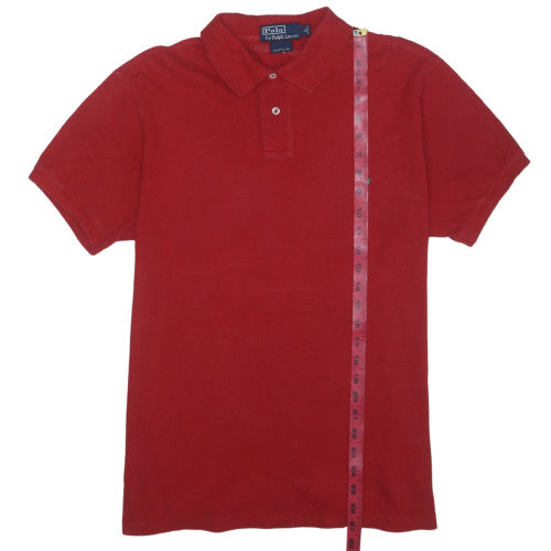 Ralph Lauren Men's Red Cotton Polo Shirt Custom Fit L