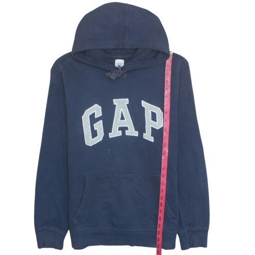 GAP Mens Blue Pullover Hoodie Medium Fleece Logo Sweatshirt