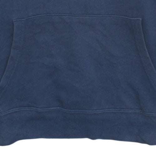 GAP Mens Blue Pullover Hoodie Medium Fleece Logo Sweatshirt