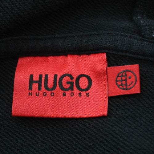 Hugo Boss Men's Black Pullover Hoodie L Regular Fit Cotton Logo
