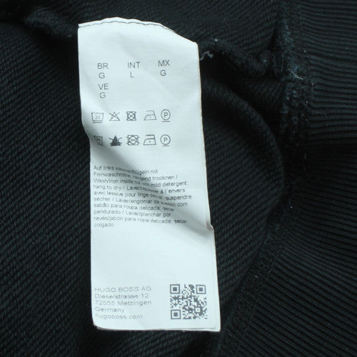 Hugo Boss Men's Black Pullover Hoodie L Regular Fit Cotton Logo