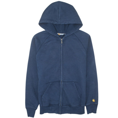 Carhartt Men's Navy Blue Full Zip Hoodie Size M Cotton Blend