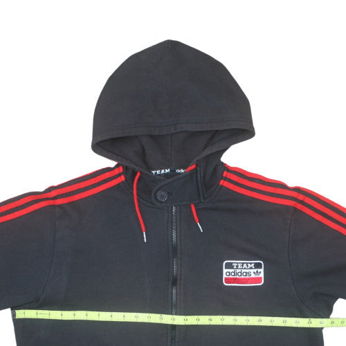 Adidas Men's Black XL Full Zip Hoodie with Red Stripes